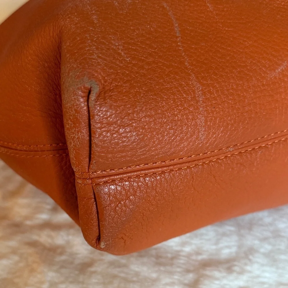 Michael Kors Leather Chain Strap Hobo Leather Shoulder Bag - Burnt Orange